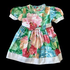 Vintage Allison Ann Novelty Watercolor Floral Dress USA 2T